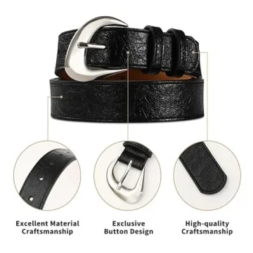 RISANTRY Black Belt for Women Stylish Soft Faux Leather