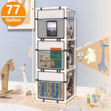 2024 New Extra Large Stuffed Animal Storage Zoo-ABS Plushies Organizer with Colorful Bands and Limit...