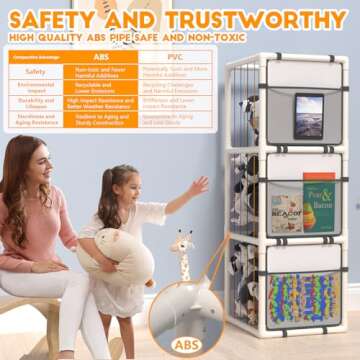 2024 New Extra Large Stuffed Animal Storage Zoo-ABS Plushies Organizer with Colorful Bands and Limit Switches, Creative Display Shelf for Nursery, Playroom, Kid Room,Bedroom (Patent Pending)