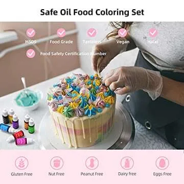 Upgraded Oil Based Food Dye Coloring for Chocolate Candy Cake - DaCool Edible Food Coloring for Cake Decorating Baking Cake Color for Cookie Icing Frosting Fondant Meringues - .35 Fl.Oz Bottles