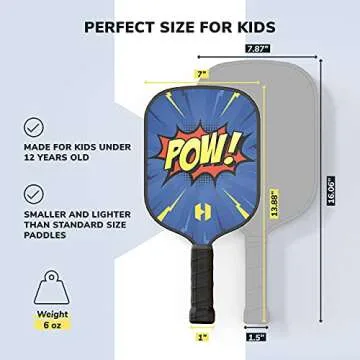 Helium Lightweight Pickleball Paddle for Kids Under 12 - Vibrant Designs!