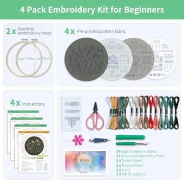 ETSPIL Complete DIY Embroidery Kit for Beginners and Adults