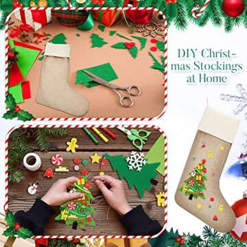 Zhanmai Burlap Christmas Stockings Bulk Xmas Fireplace Hanging Stockings DIY Stockings for Christmas Decoration DIY Craft Holiday Party Decor, 12 x 18 Inches(20 Pcs)