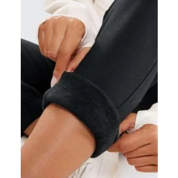 CRZ YOGA Cotton Fleece Lined Sweatpants Women High Waisted Warm Casual Lounge Jogger Pants with Pockets Black Medium