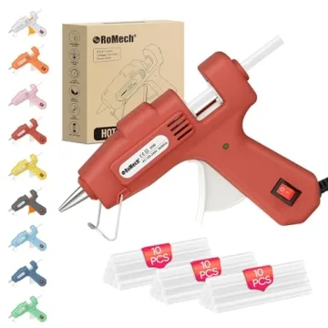 ROMECH 20W Mini Hot Glue Gun with 30 Glue Sticks Set, Fast Preheating Hot Glue Gun Kit Heavy Duty Gl...