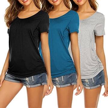 Ekouaer 3 Pack Nursing Tops for Pregnancy and Breastfeeding