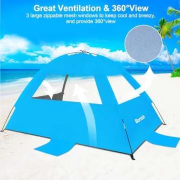 Gorich Beach Tent Sun Shelter for 3/4-5/6-7/8-10 Person with UPF 50＋ UV Protection, Lightweight & Easy Setup Beach Shade Canopy, Portable Beach Shade Tent Beach Cabana