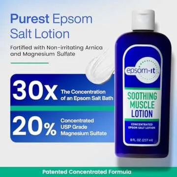 EPSOM-IT Soothing Muscle Lotion - Epsom Salt Magnesium Sulfate Cream with Arnica for Muscle Stiffness, Discomfort, Topical Magnesium Lotion, Leg Cramps, Restless Legs, Knee and Achy Feet, 8.0 oz.