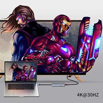 USB C Hub USB C to HDMI MultiPort Adapter for MacBook Pro, 7 in 1 Dongle with 4K HDMI/100W PD/USB3.0...