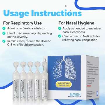 NAVEH PHARMA RSV 7% | Hypertonic Saline Solution for Nebulizer Machine | Saline Nebulizer for Adults | Clear Lungs & Airways | Inhalation Solution | Nebulizer Diluent | 25 Bullets (0.17 Fl Oz)