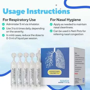 NAVEH PHARMA RSV 7% | Hypertonic Saline Solution for Nebulizer Machine | Saline Nebulizer for Adults | Clear Lungs & Airways | Inhalation Solution | Nebulizer Diluent | 25 Bullets (0.17 Fl Oz)