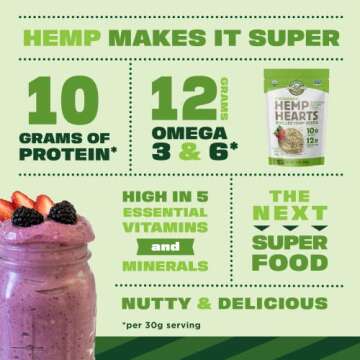 Manitoba Harvest Organic Hemp Seeds, 18oz; 10g Plant Based Protein and 12g Omega 3 & 6 per Srv | smo...