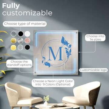 EGD Personalized Floating Acrylic Business Sign | Custom Acrylic Business Logo Sign | Free Company V...