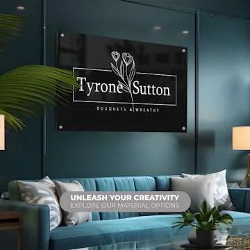 EGD Personalized Floating Acrylic Business Sign | Custom Acrylic Business Logo Sign | Free Company Vector Logo | Sign for Office Storefront | LED Lights Optional (BP-A)