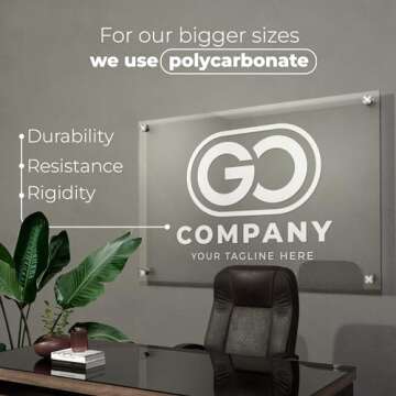 EGD Personalized Floating Acrylic Business Sign | Custom Acrylic Business Logo Sign | Free Company Vector Logo | Sign for Office Storefront | LED Lights Optional (BP-A)