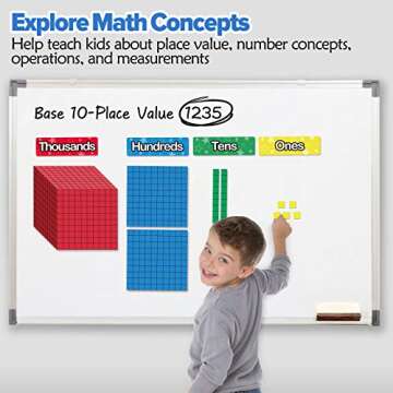 Torlam 131 PCS Magnetic Base Ten Blocks - Place Value Blocks -Math Manipulatives K-3 for Elementary ...