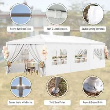 10x30FT White Party Tent Outdoor Canopy Tent Heavy Duty Wedding Tent Waterproof Patio Gazebo Event Tents for Parties with 8 Removable Sidewalls Perfect for Birthday Holiday Graduation BBQ