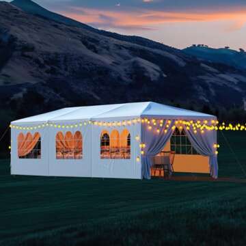 10x30FT White Party Tent Outdoor Canopy Tent Heavy Duty Wedding Tent Waterproof Patio Gazebo Event Tents for Parties with 8 Removable Sidewalls Perfect for Birthday Holiday Graduation BBQ