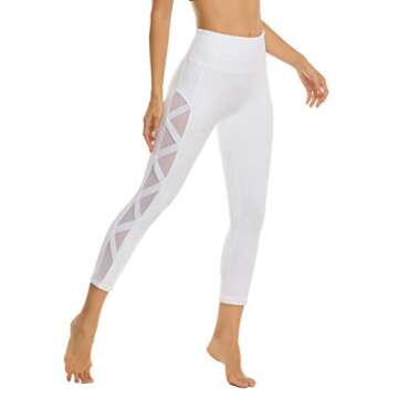 romansong High Waisted Workout Compression Capri Leggings for Women Petite Skinny Mesh Gym Legings w...
