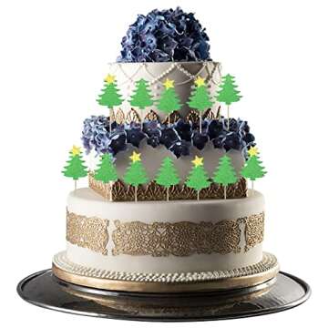 50Pcs Christmas Tree Cupcake Toppers for Holiday Fun