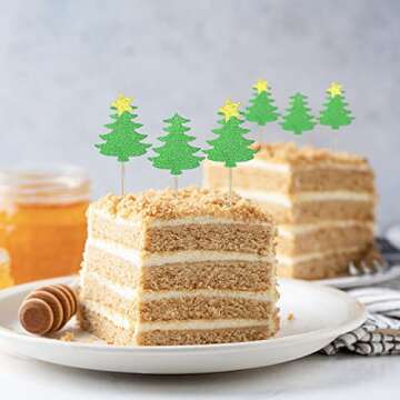 50Pcs Christmas Tree Cupcake Toppers for Holiday Fun