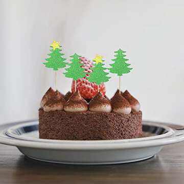 50Pcs Christmas Tree Cupcake Toppers for Holiday Fun