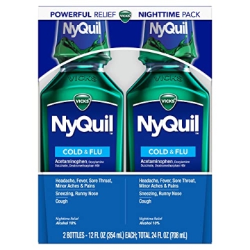 Vicks NyQuil Cold & Flu Nighttime Relief Liquid 2x12 Fl Oz
