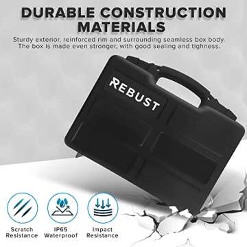 REBUST Lockable Hard Gun Case ; TSA Approved Lock Firearm Travel Case ; Revolver, Pistol, Handgun Hard Case with Foam Interior ; Shockproof Gun Storage & Carrying Case, Black 12.5 x 10.3 x 3.15 Inch