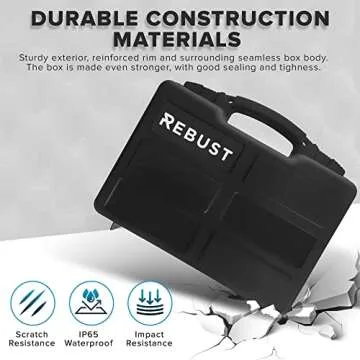 REBUST Lockable Hard Gun Case ; TSA Approved Lock Firearm Travel Case ; Revolver, Pistol, Handgun Hard Case with Foam Interior ; Shockproof Gun Storage & Carrying Case, Black 12.5 x 10.3 x 3.15 Inch