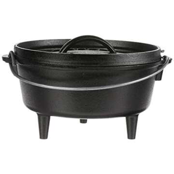 Lodge 2 Quart Pre-Seasoned Cast Iron Camp Dutch Oven with Lid - Dual Handles - Use in the Oven, on t...