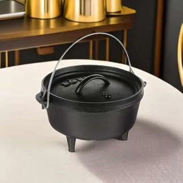 Lodge 2 Quart Pre-Seasoned Cast Iron Camp Dutch Oven with Lid - Dual Handles - Use in the Oven, on the Stove, on the Grill or over the Campfire - Black