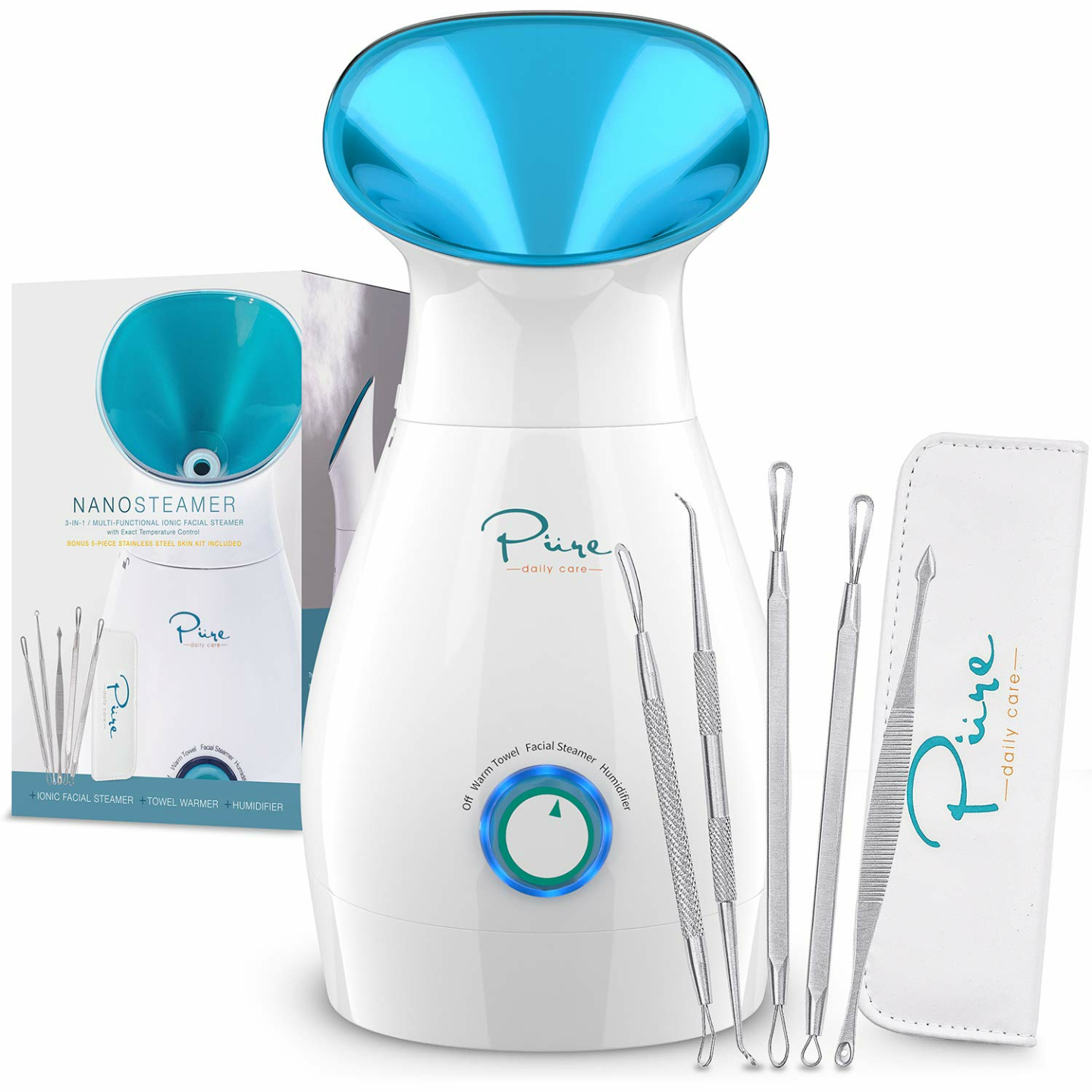 NanoSteamer 3-in-1 Ionic Facial Steamer with Skin Kit