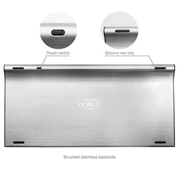 Arteck Bluetooth Keyboard, Stainless Steel Universal Portable Wireless Bluetooth Keyboard for iOS iP...