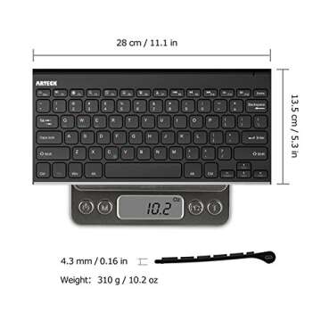 Arteck Bluetooth Keyboard, Stainless Steel Universal Portable Wireless Bluetooth Keyboard for iOS iPad 10.2-inch, Air, Pro, Mini, Android, Windows Tablets PC Smartphone Built in Rechargeable Battery