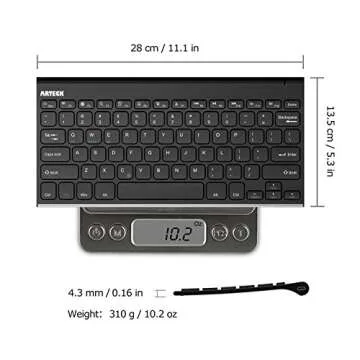 Arteck Bluetooth Keyboard, Stainless Steel Universal Portable Wireless Bluetooth Keyboard for iOS iPad 10.2-inch, Air, Pro, Mini, Android, Windows Tablets PC Smartphone Built in Rechargeable Battery