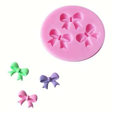 HengKe 2 Pieces Mini Bow Silicone Fondant Molds for Baking and Crafts