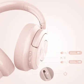 Pink Wireless Bluetooth Headphones 65 Hours Playtime