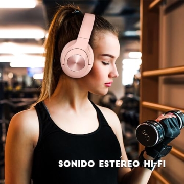 Pink Wireless Bluetooth Headphones 65 Hours Playtime