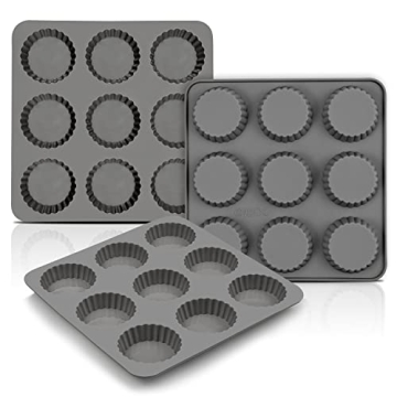 Palksky Chocolate Almond Peanut Butter Cup Mold - (3PCS) 9 Cup Bite Size Fat Bombs Snack Baking Pan/...