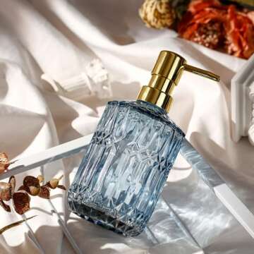 YunNasi Soap Dispenser with Pump, Refillable Liquid Hand Soap Dish Soap Dispensers for Bathroom Counter, Kitchen Sink (Blue)