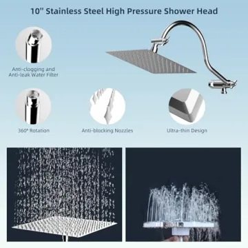 Hibbent 10'' Rainfall & Handheld Shower Head Combo