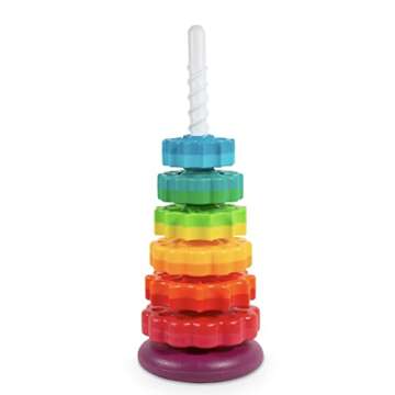 Ollie & Olive learn & play Spinning Toy Rainbow Spinning Stacking Tower - Stacking Toy for Toddlers ...