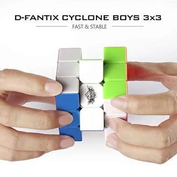 D-FantiX Cyclone Boys 3x3 Speed Cube Stickerless Magic Cube 3x3x3 Puzzles Toys (56mm)