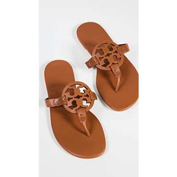 Tory Burch Women's Miller Soft Sandals, Bourbon Miele, Tan, Brown, 7 Medium US