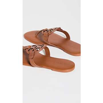 Tory Burch Women's Miller Soft Sandals, Bourbon Miele, Tan, Brown, 7 Medium US