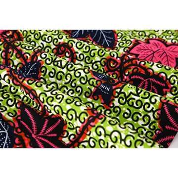 Hybrid Fashionista Skirts for Women A-line Printed Pleated Flared Midi Skirts - African High Waist Skirts Reg & Plus Size (8, GreenPinkLeaf)