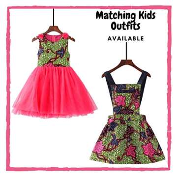 Hybrid Fashionista Skirts for Women A-line Printed Pleated Flared Midi Skirts - African High Waist Skirts Reg & Plus Size (8, GreenPinkLeaf)