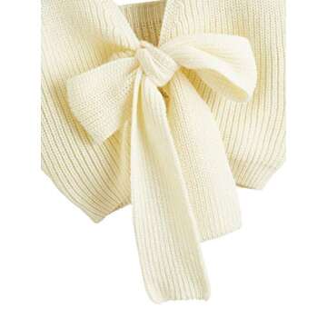 SweatyRocks Women's V Neck Tie Front Sleeveless Knit Crop Cami Tank Top Apricot S