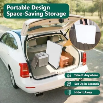 FurniEdge 4ft Portable Folding Table with Adjustable Height