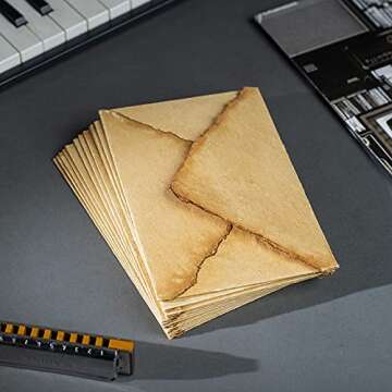 Wanderings Handmade Antiqued Envelope with Deckle Edge - 4.25 x 6.25" - Package of 25 for Writers In...